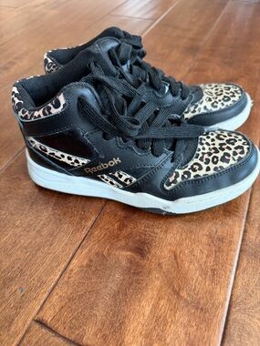 Reebok Kids' Black and Leopard-Print High-Top Sneakers